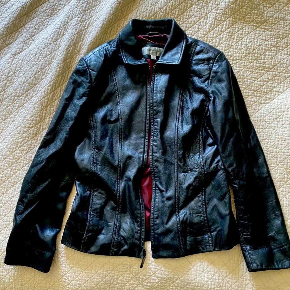 Liz Claiborne black leather jacket size medium